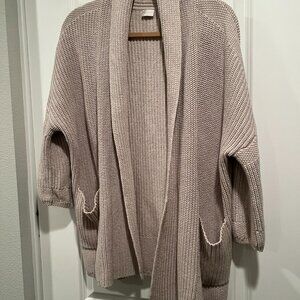 POETRY Cardigan SWEATER COTTON  Cream / Oatmeal US  Size 12-14 L 3/4 Sleeve Fall